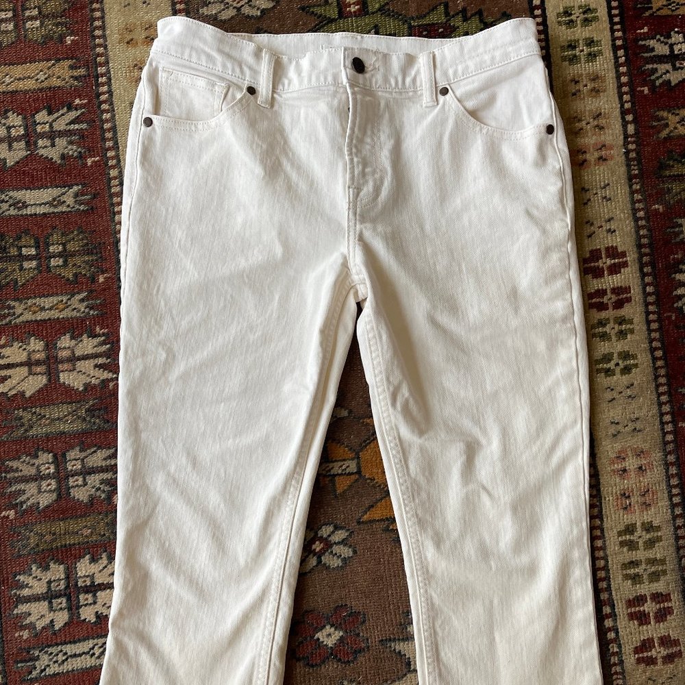 Johnny Was Cropped Boyfriend cream jeans, size 27